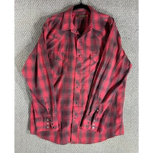 Roper Red & Black Plaid Snap Button Down Shirt Western Wear/ Mens XL